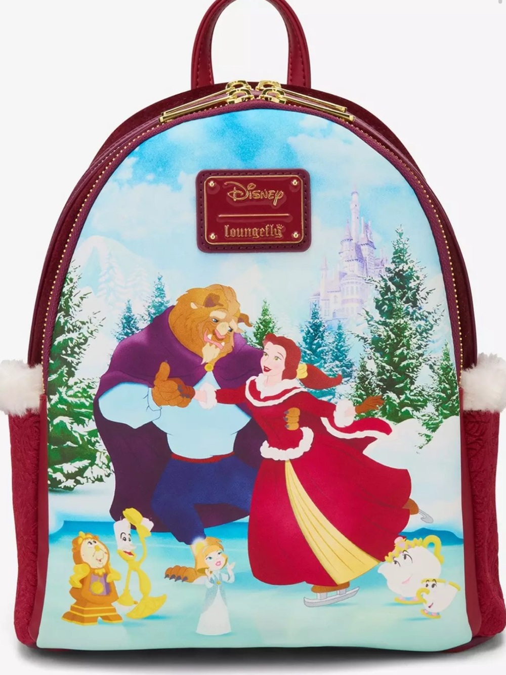 Loungefly Disney Beauty and the Beast Winter Ice Skating Mini Backpack NWT ❄️